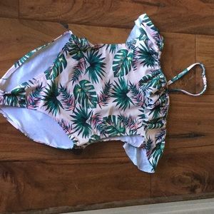Very cute pink palm leaf bathing suit!